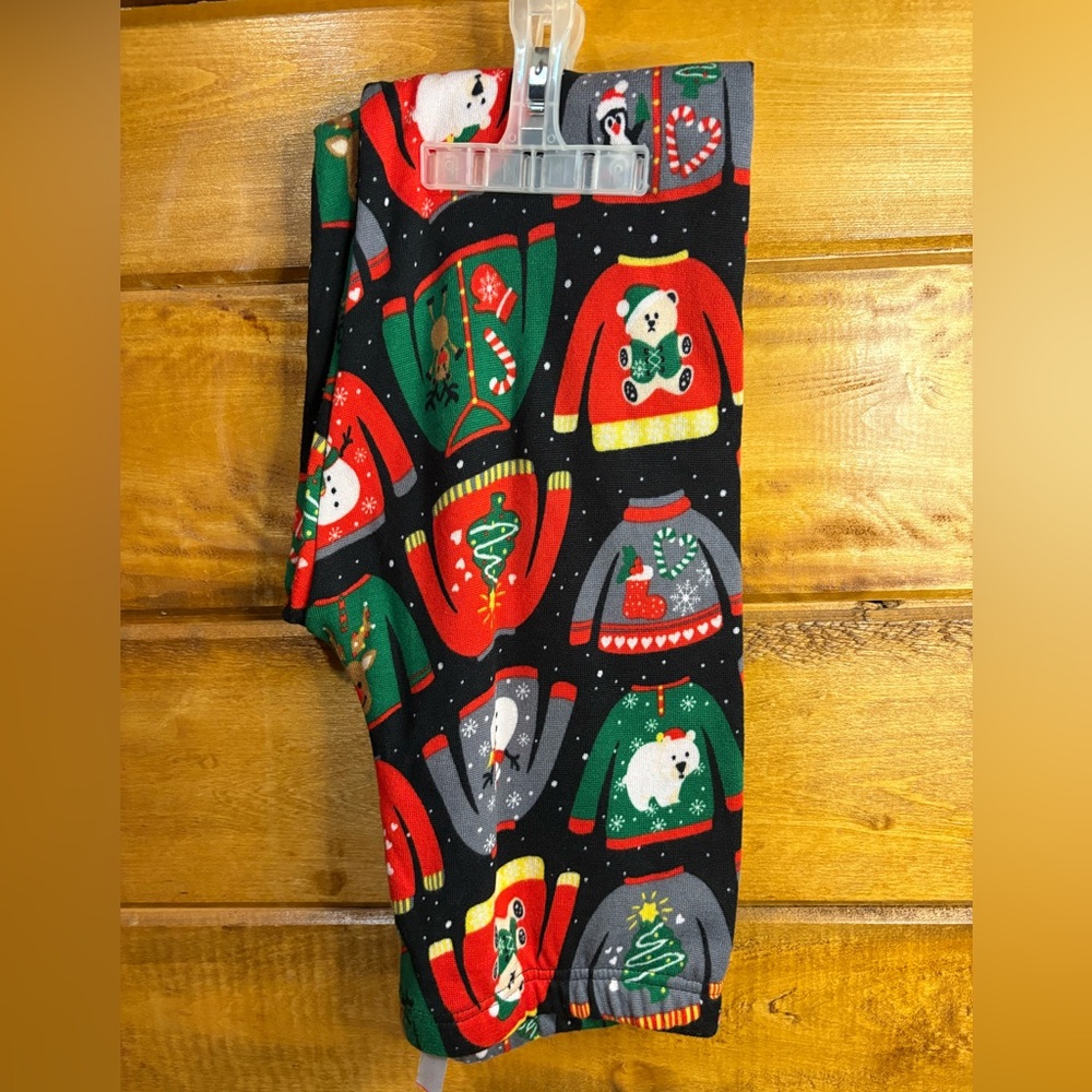 New Christmas No Boundaries Festive Holiday fleece lined Leggings